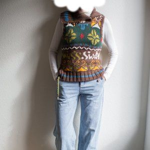 Vintage Y2K MISS SIXTY Runway Sleeveless Sweater Vest charms Wool Alpaca S XS